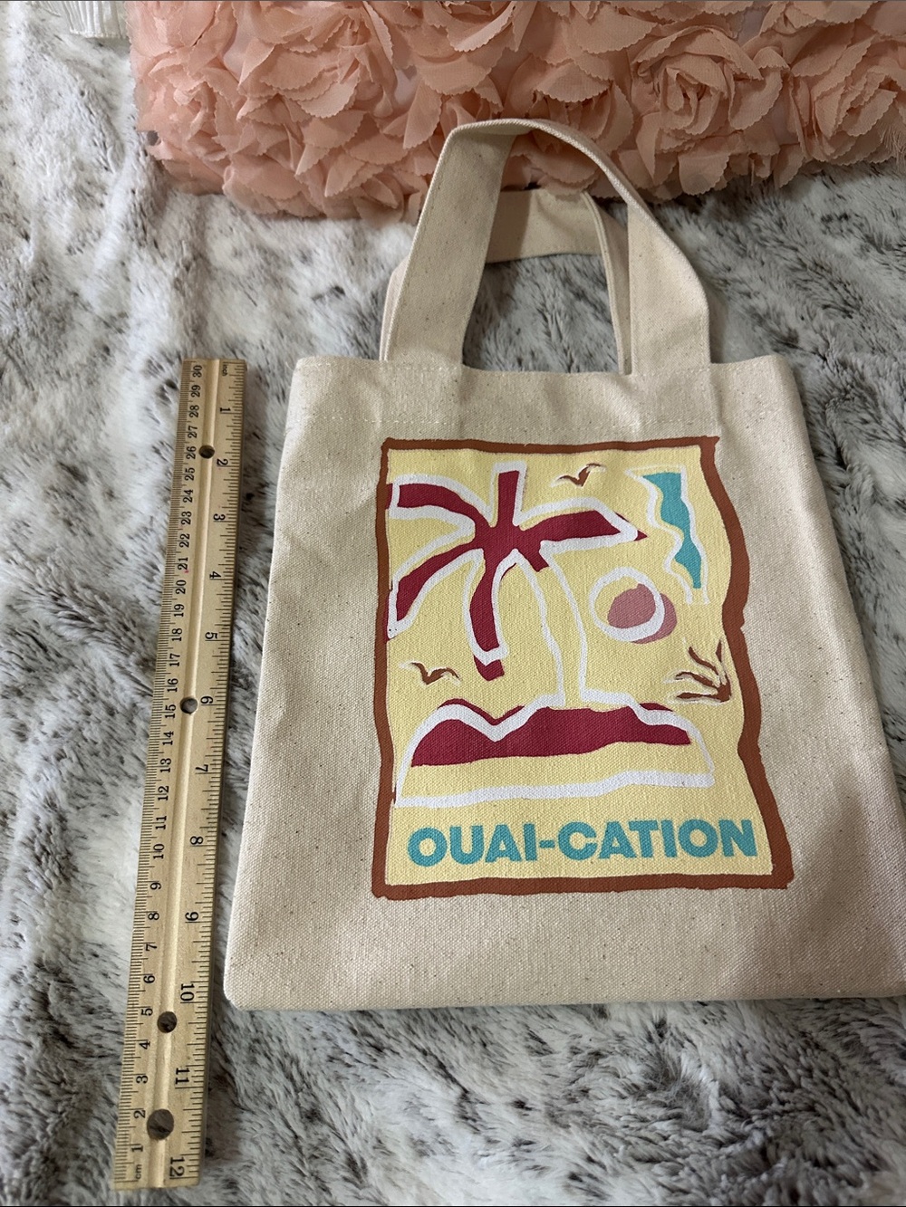 Beige Canvas Tote Bag with Colorful Graphic-with BONUS gift 🎁 - Picture 6 of 6